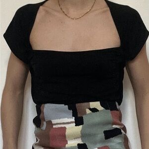 Black rayon top, multiple ways to wear